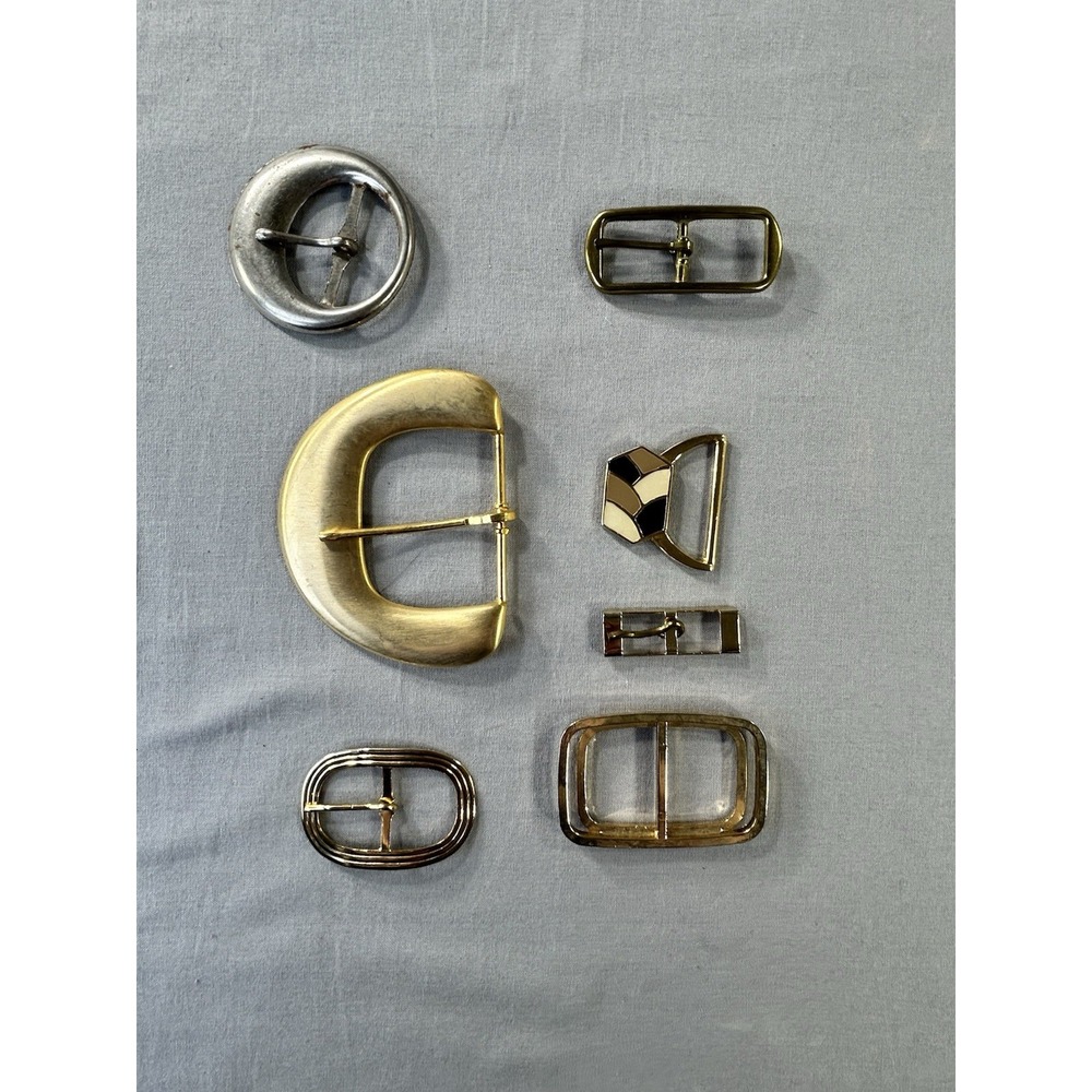 Vintage Belt Buckles Metal Women's Mixed Lot Of 7 Have Wear Crafting Sewing